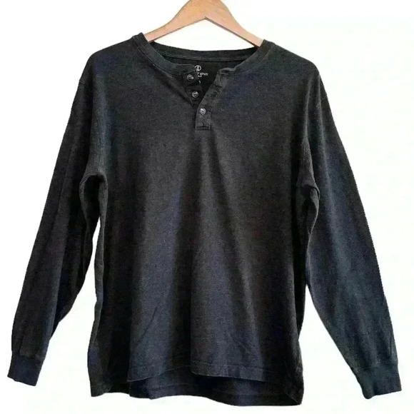 🌈 6/$60, Land’s End Men’s Super T, Long Sleeve Pullover, Grey, Size Large - Picture 1 of 4